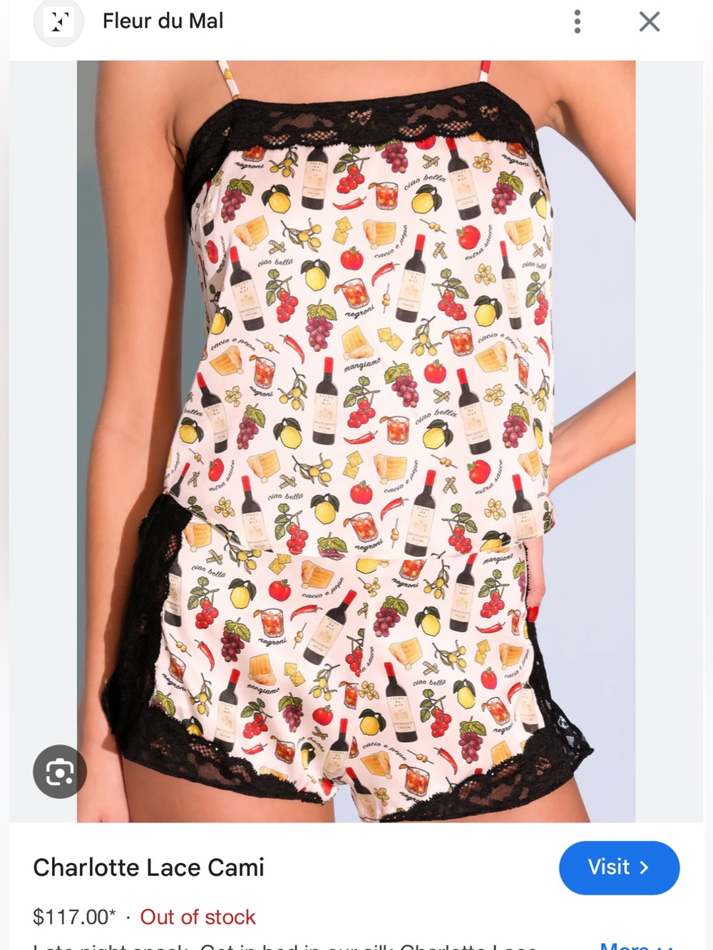 Fleur du Mal silk food cami